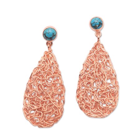 NOVICA Rose gold plated magnesite dangle earrings, 'Nested Teardrops'