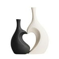 thumbnail image 3 of Juego de jarrones de cerámica, jarrón decorativo, jarrón artificial, porta flores secas, flor Blanco negro, 3 of 9