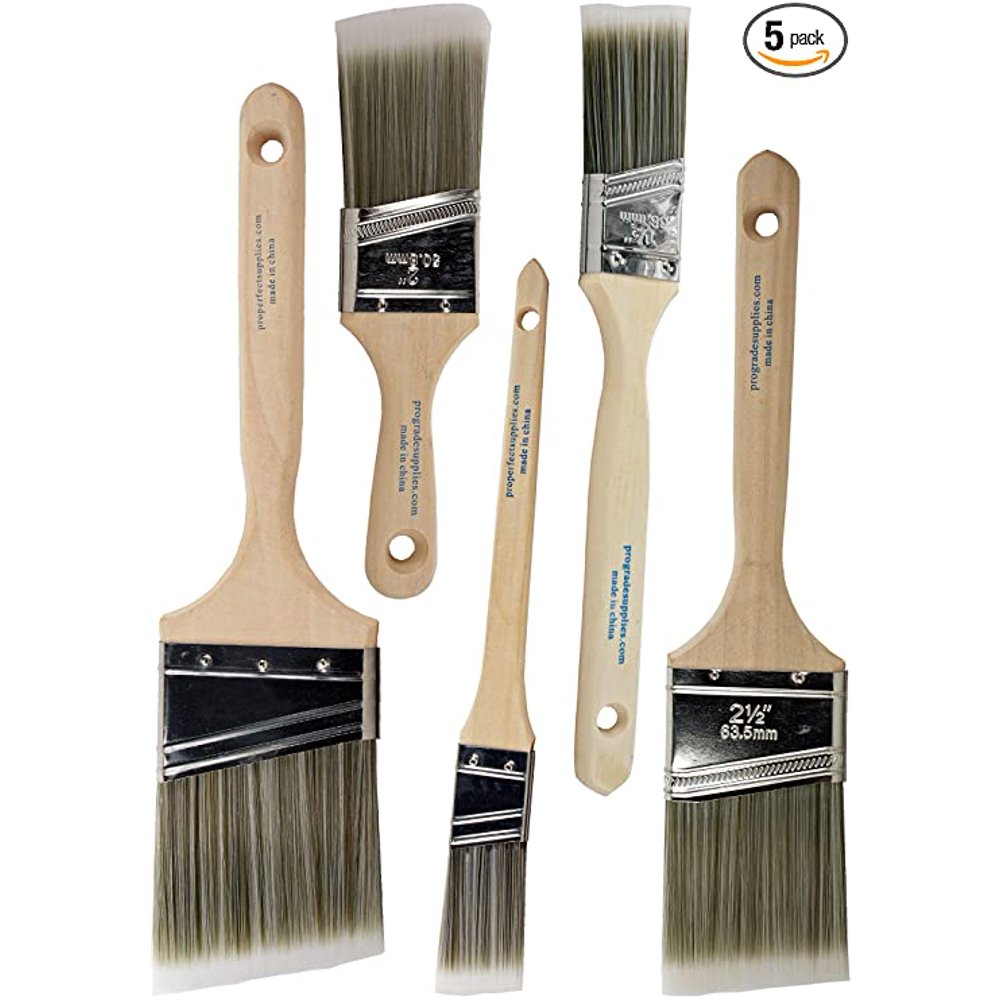 Pro Grade Angle Sash Premium Paint Brushes 5 Piece Set Paint