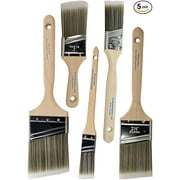 Pro Grade Angle Sash Premium Paint Brushes, 5 Piece Paint Brush Set, Assorted Sizes
