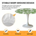 thumbnail image 6 of Green Flowers Elastic Fitted Round Table Cover Abstract Floral Waterproof Outdoor Tablecloth for Holiday Party, Picnic, Patio & Dining Fits Tables Up to 55"-60", 6 of 8