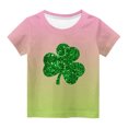thumbnail image 4 of T-Shirt Imprimé de la Saint-Patrick pour Enfants, Col Rond à Manches Courtes, 95 % Polyester 5 % Élasthanne, Tissu Doux et Respirant, Tenue Décontractée pour Garçons et Filles de 3 à 14 Ans, 4 of 9