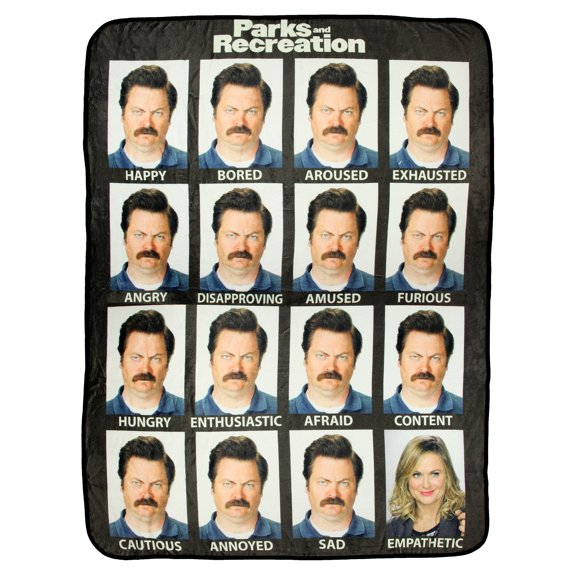 Parks And Recreation Moods and Faces Of Super Soft Fleece Throw Blanket