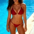 thumbnail image 2 of Womens String Bikini Sets Halter Neck Cut Out Swimsuits 2 Piece Bathing Suits for Women Summer Beach Fashion (XL, Red A), 2 of 7