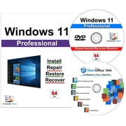 Computer Werx Windows 11 Pro Install Repair Restore Recover DVD with Key & Office 2024, 2PK