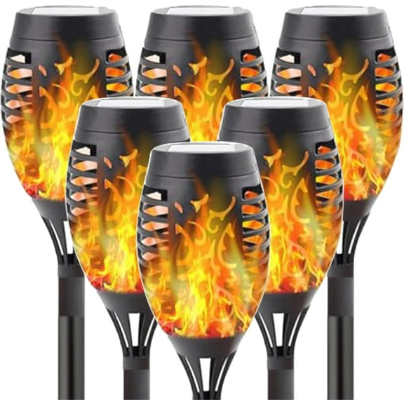 KOMI Solar Lights Outdoor for Garden-Waterproof Solar Flickering Dancing Flame Lights 12 LEDs Solar Torch Lights for Landscape Driveway Patio Yard Pathway (8 Pack)