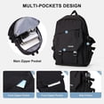 thumbnail image 4 of Bolsa de herramientas Mochila escolar Mochila negra impermeable Mochilas de escuela secundaria para niños y niñas Mochila de viaje ligera Mochila informal Mochilas para portátiles -- Bolígrafo Bolígrafo Bolígrafo de papelería, 4 of 5