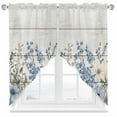 thumbnail image 2 of Spring Vintage Swag Curtain Valance for Windows, Blue Flowers Grey Leaves Wood Grain Window Treatments Short Swag Topper for Kitchen Windows Bathroom Bedroom, 28"x36", 2 of 8