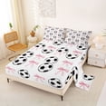 thumbnail image 2 of Erosebridal Cartoon Football Print Girls Bed Sheets,Kawaii Bows Cute Bow-Tie King Sheets For Kids 4 Pieces, 2 of 6