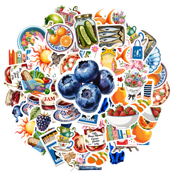 35pcs Cute Fruits Stickers Colorful Kitchen Stickers Animal Stickers for Laptops Notebooks Suitcases