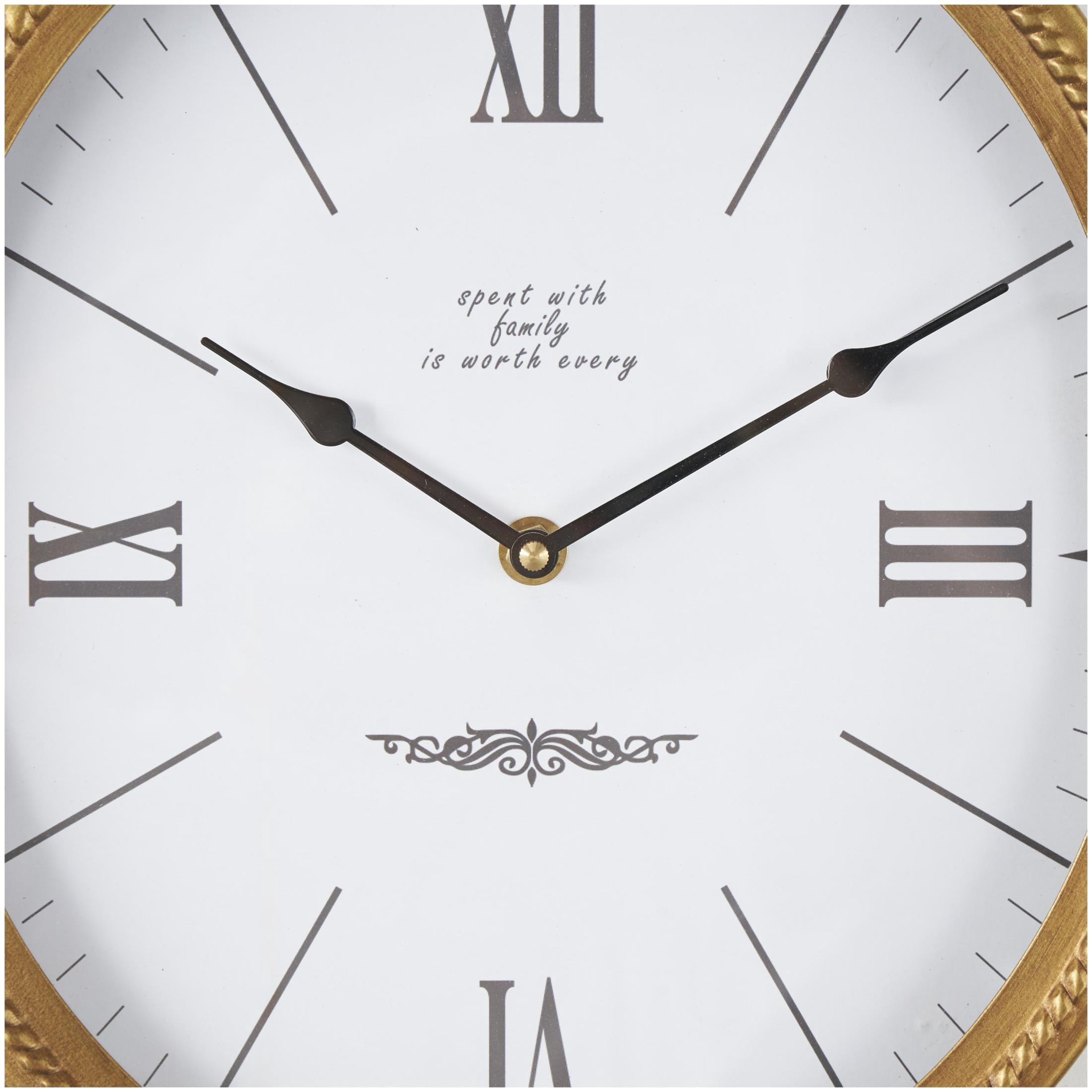 DecMode 11" Gold Metal Scroll Antique Inspired Wall Clock with Finial