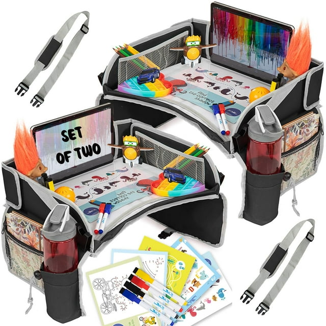 Bandeja de viaje para niños PILLANI 42x33x11 cm, organizador para asiento de auto, paquete de 2