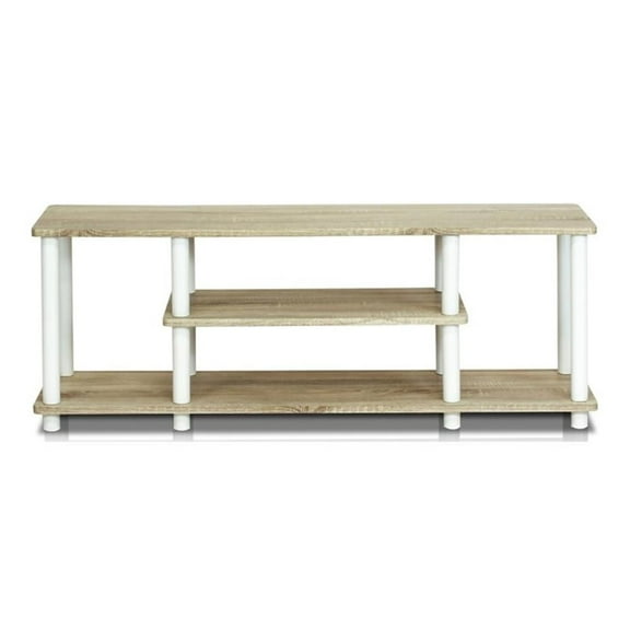Pemberly Row Turn-N-Tube Oak/White Wood Entertainment TV Stand for TV up to 50"