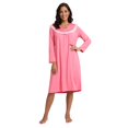 thumbnail image 4 of Women Soft Long Sleeve Nightgowns Lace Trim Pajamas Dress House Dresses, 4 of 7