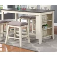 thumbnail image 2 of Transitional 5pc Kitchen Breakfast Dining Set Bone White Counter Height Dining Table and 2x High Chairs 2x Stools Shelve Storage, 2 of 9