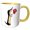 Yellow/White, variant on 3drose, Funny Cute Dachshund Dog with Red Rose Flower Cartoon, 11oz Two-tone Yellow Mug