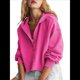 thumbnail image 3 of Sudadera Holgada Informal de Larga con Capucha para Mujer, Color Liso, Estilo Otoño Rosa Roja XL, 3 of 9