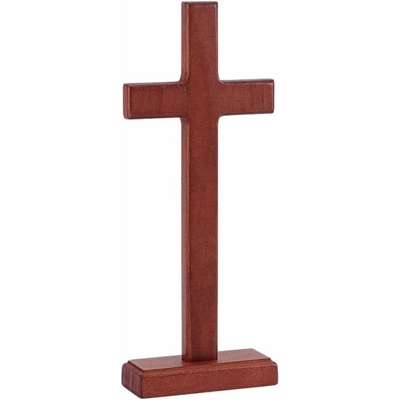 8.43inch Wooden Christ Tabletop Crosses Wall with Stand for Hanging Standing for Easter Christening