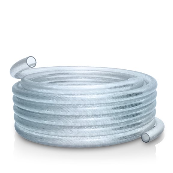 Alpine Corporation 1" I.D. x 100' Braided High-Pressure Reinforced PVC Vinyl Pond Tubing, Clear