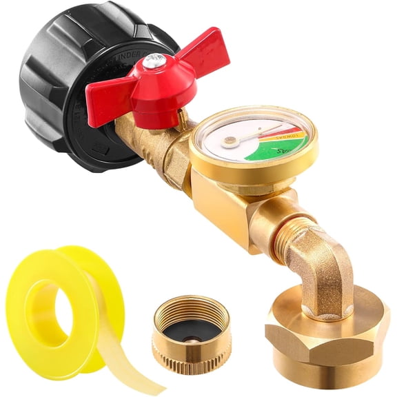 Propane Tank Refill Kit with Gauge -  Degree Adapter & Valve to Refill 1LB Bottles from Large Grill Tanks, Save Money on Camping Fuel forStoves(1pcs-L)