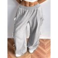 thumbnail image 5 of Women'S Baggy Sweatpants Elastic Waist Casual Wide Leg Pants with Pocket Y2K Going Out Travel Pants Light Gray S, 5 of 9