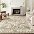 thumbnail image 3 of Toyoso 6x9 Washable Area Rugs for Living Room - Vintage Distressed Floral Neutral Boho Farmhouse Thin Large Rug Indoor Floor No Slip Rug Carpet for Bedroom Dining Room Decor - Brown, 3 of 8