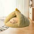 thumbnail image 6 of Plush Semi Enclosed Cat Bed, Calming Nest, Self-Warming Cave, Cozy Pod for Indoor Cats or Small Dogs, Removable Washable Cove With Non-Slip Bottom,15.75x17.72 in （Green）, 6 of 6