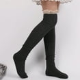 thumbnail image 3 of Fgnfyis Knit Solid Cable Stockings for Women Long Knee High Socks with Lace Trim Warm Winter Fashion Ribbed Pattern Dark Gray, 3 of 9
