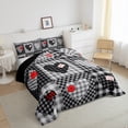 thumbnail image 4 of Feelyou Plaid Love Heart Bedding Comforter Set, Modern Fashion Patchwork Twin Comforter Sets, Black Check Buffalo Reversible Bedding Set, Lightweight Room Decor, 2 Pieces, 4 of 9