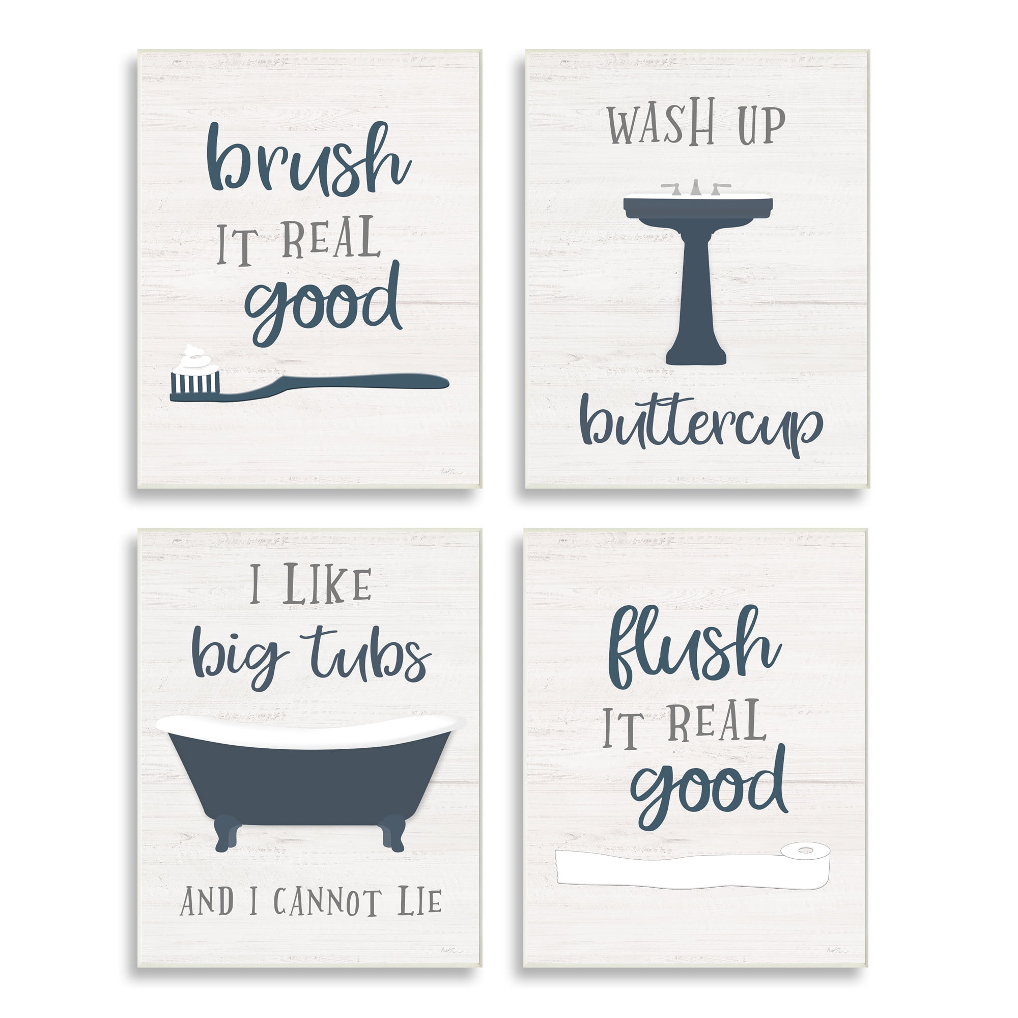 Stupell Indtries Bathroom Rules Humor Good Hygiene Puns Blue Grey,10 x 15, Design by Natalie Carpentieri - Walmart.com