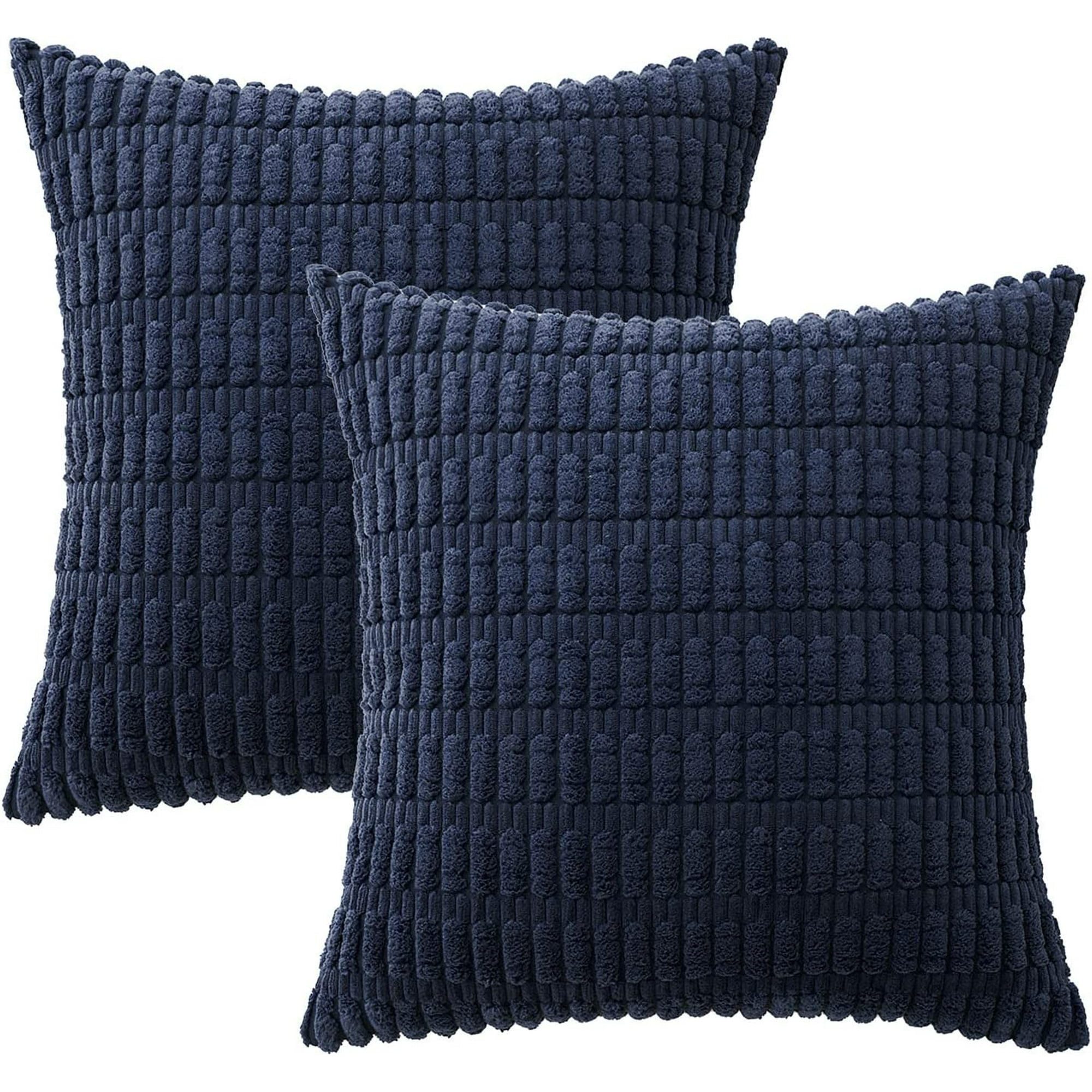 Blue and white striped pillow shams deals