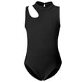 thumbnail image 4 of Curuila Kids Girls Romper Sleeveless Crew Neck Solid Color Dance Summer Performance Fashionable Bodysuits Black Size 2-3 Years, 4 of 5