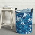 thumbnail image 4 of XMXY Round Laundry Basket Organizer, Blue Waves Sea Waterproof Collapsible Dirty Clothes Basket Laundry Hamper, Small Size, 4 of 8
