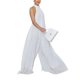 thumbnail image 5 of VISgogo Mono sin mangas con cuello halter para mujer con pierna ancha Color sólido Ropa de verano fresca sin espalda VISgogo moda, 5 of 9