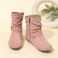 thumbnail image 6 of dmqupv Girls Cowgirl Boots Little Girls Combat Boots Waterproof Boots Lace Up Side Zipper Ankle Booties Red,Size for US 1, 6 of 9