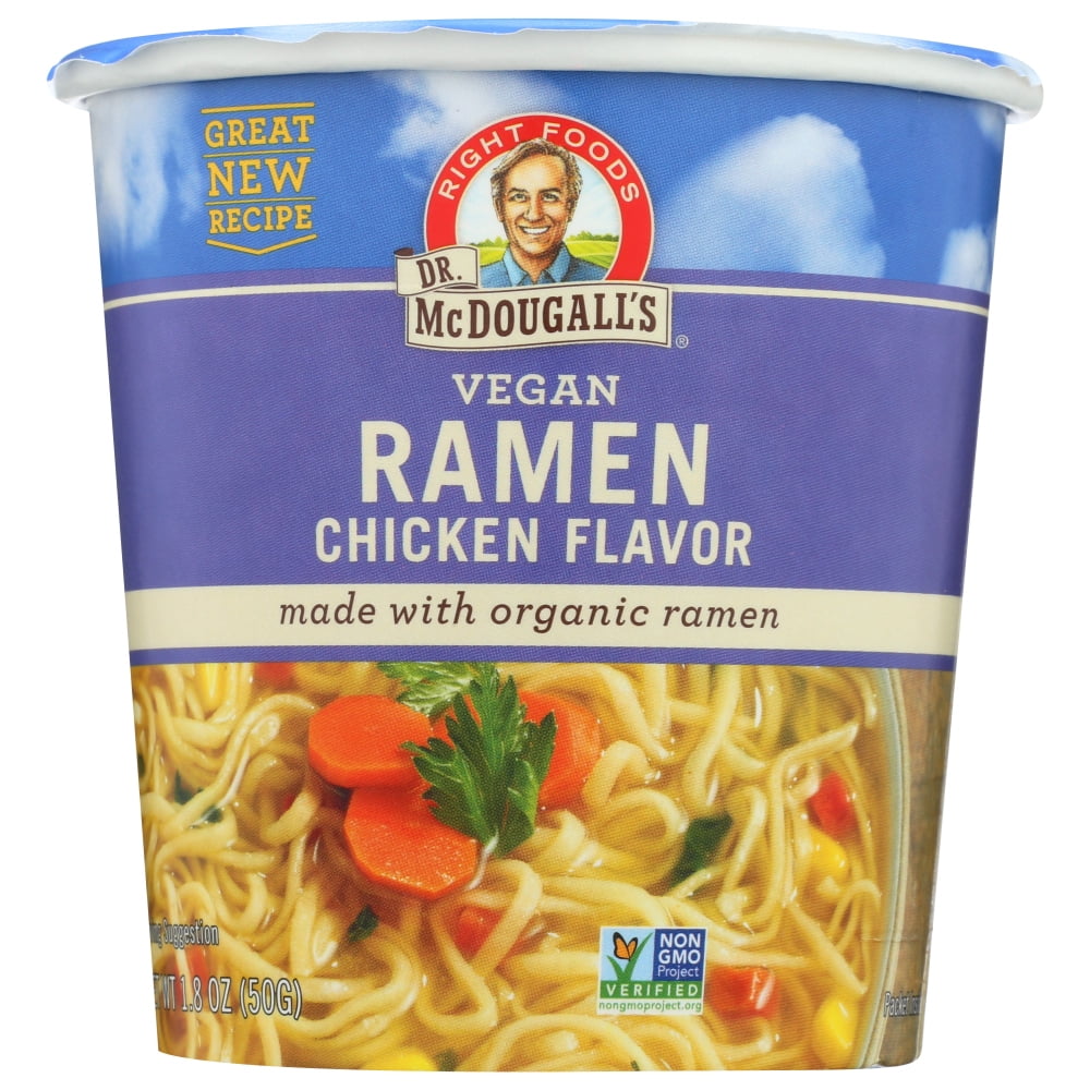 Dr. Mcdougall's Vegan Ramen Soup Big Cup With Noodles Chicken, 1.8 Oz