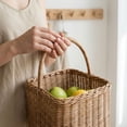 thumbnail image 5 of Hanging Woven Basket Kitchen Storage Bin Wall Mounted Vintage Style with Handle Natural Rattan 7.1x11x9.1 Inch Decorative Wall Art for Fruit Vegetables Pantry Mudroom Entryway Decor, 5 of 6