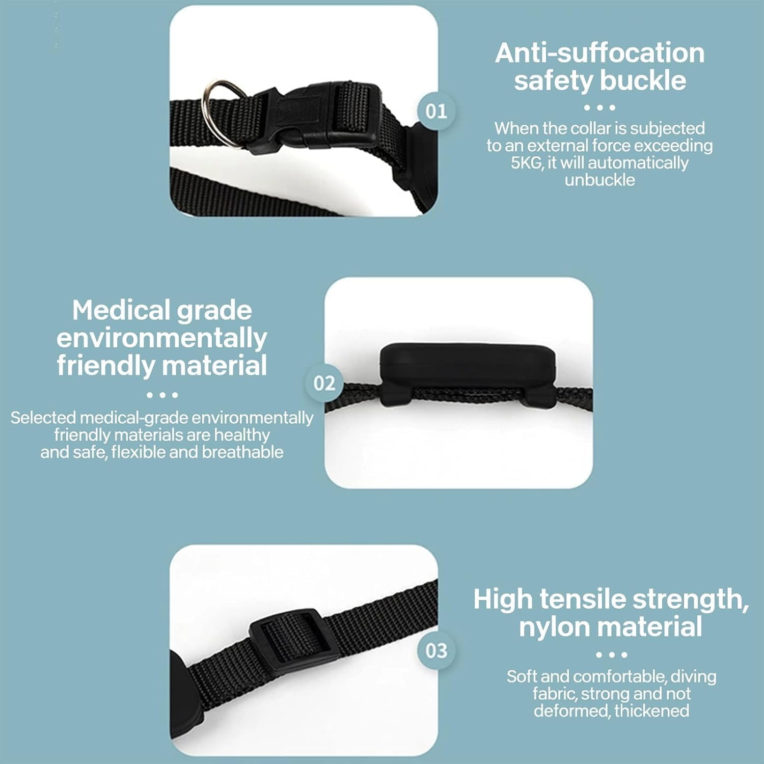 IP67 Waterproof Pet Positioning Collar, Adjustable Nylon Strap, Long Endurance Battery Powered GPS Locator for Dogs and Cats