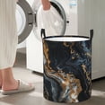 thumbnail image 5 of Marble Pattern Black Gold Laundry Hamper Medium Storage Basket/Toy Organizer/Dirty Clothes Bucket, 5 of 5