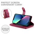 thumbnail image 4 of For iPhone 13 mini 5.4-inch Wallet Case for Women Men Multi-Card Slots Zipper Pocket Lanyard Strap Wristlet Leather Phone Case,Red,For iPhone 13 mini, 4 of 7