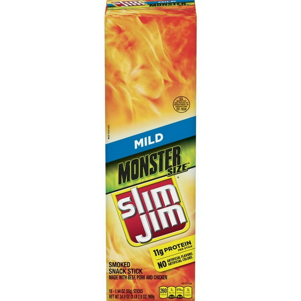 (Price/case)Slim Jim 2620014485 Beef Jerky Monster Mild 6181.94 Ounce