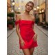 thumbnail image 5 of Minivestido de mujer sin mangas, con hombros descubiertos, plisado, liso, para cóctel de verano., 5 of 9