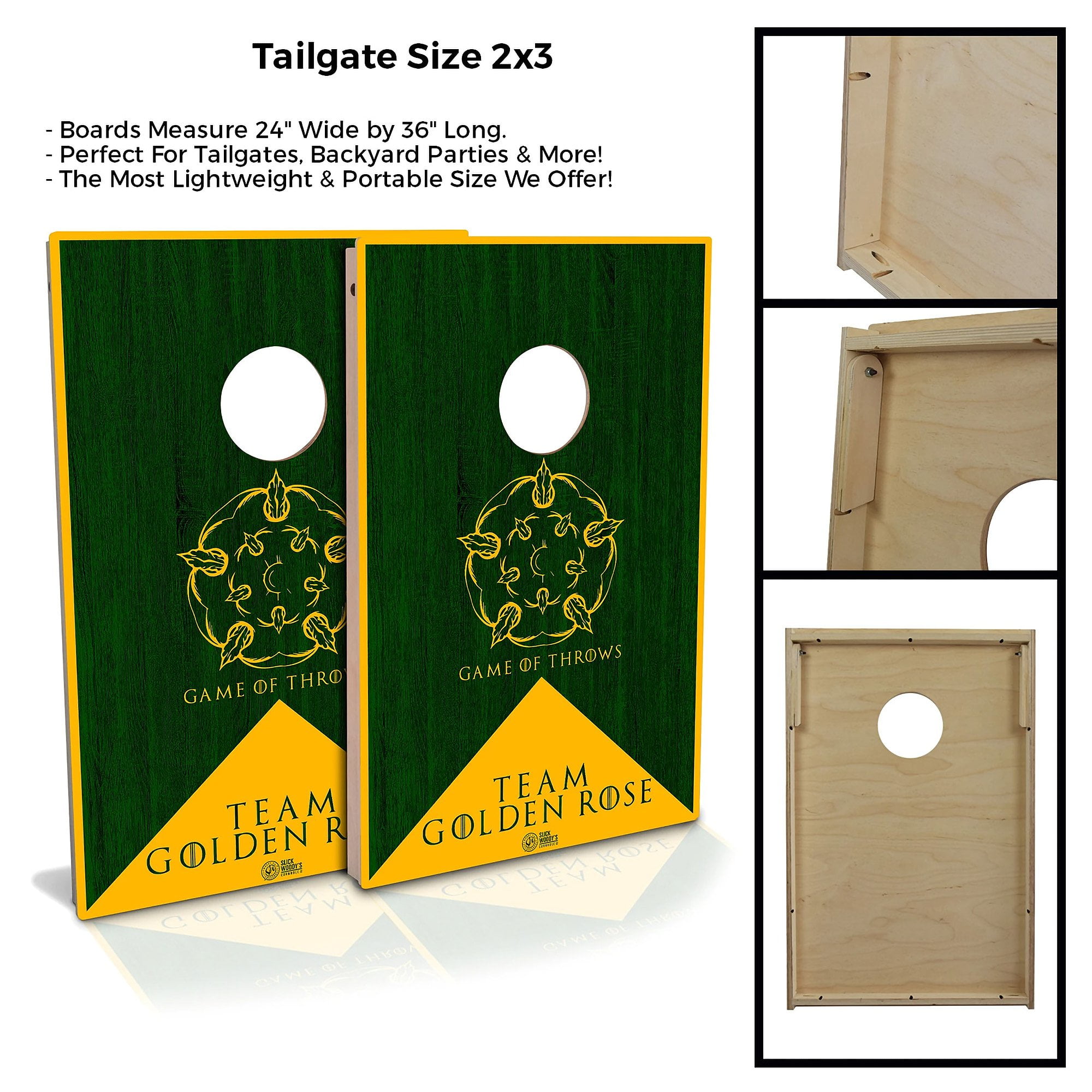 Skip's Garage Team Golden Rose Solid Wood Cornhole Board Set - Walmart.com