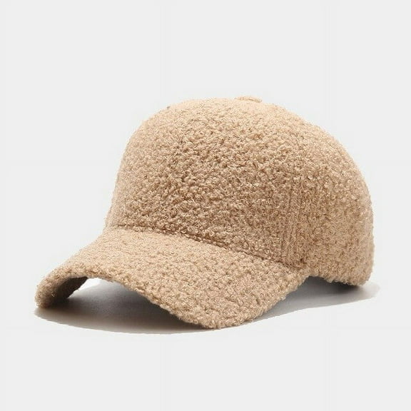 COCOpeaunt Artificial Lamb Wool Hats Female Autumn Winter Korean Version Tide Solid Color Warm Cap Plush Baseball Caps Winter Baseball Cap