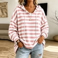thumbnail image 5 of Raeneomay Women's Striped Hoodie - Drawstring Long Sleeve Pullover Top, 5 of 6