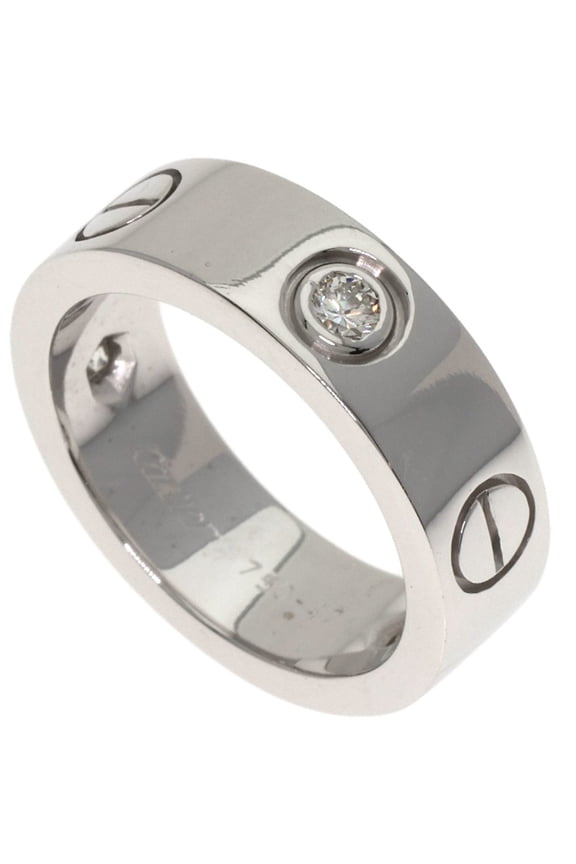 Pre-Owned Cartier Love Ring, 3 Diamonds, Size 47, 18K White Gold, Women's CARTIER