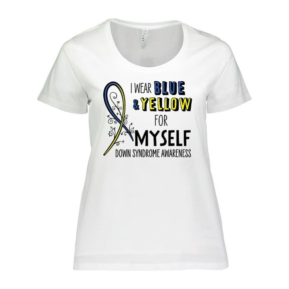 Inktastic I Wear Blue and Yellow for Myself- Down Syndrome awareness Women's Plus Size T-Shirt