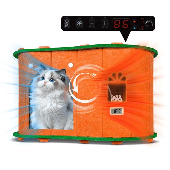 4-Season Climate Control Pet House for Cats & Small Dogs,Heated & Cooled Indoor/Outdoor Weatherproof Dog Cat Shelter