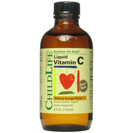  Liquide vitamine C saveur d'orange bouteille en verre 4 OZ