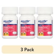 (3 pack) Equate Dye-Free Allergy Relief Medicine, 25 mg, 100 Count Tablets